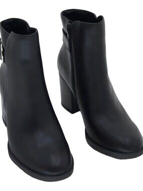 Style Co Harlemm Buckle Ankle Booties 2.5in Block Heel Black Size 7.5M